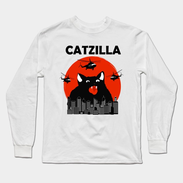 Catzilla Long Sleeve T-Shirt by Schioto